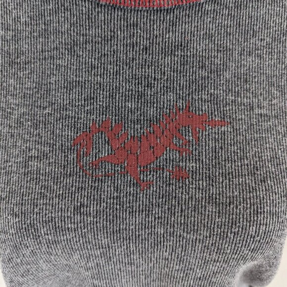 VTG 00s Y2K STEELHEAD Gray Rib Knit Red Dragon Print Short Sleeve T-Shirt Sz S - Picture 4 of 6